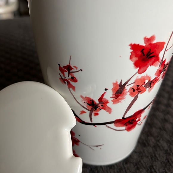 Tea Forte Cherry Blossom Flowers Tall Ceramic Tea Cup Mug With Lid No Infuser - Picture 10 of 10